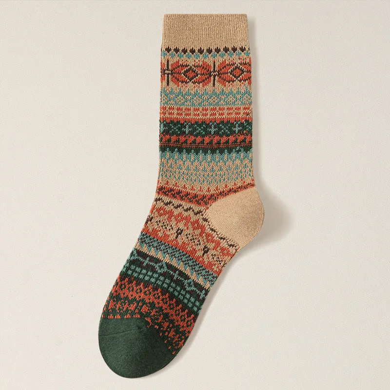 18cm Soft Cotton Slouch Socks Vintage Floral Socks For Fall/Winter in 6 Colours