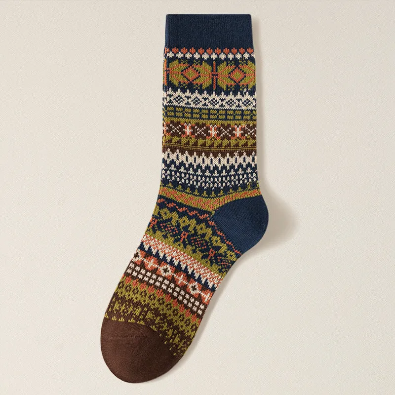 18cm Soft Cotton Slouch Socks Vintage Floral Socks For Fall/Winter in 6 Colours