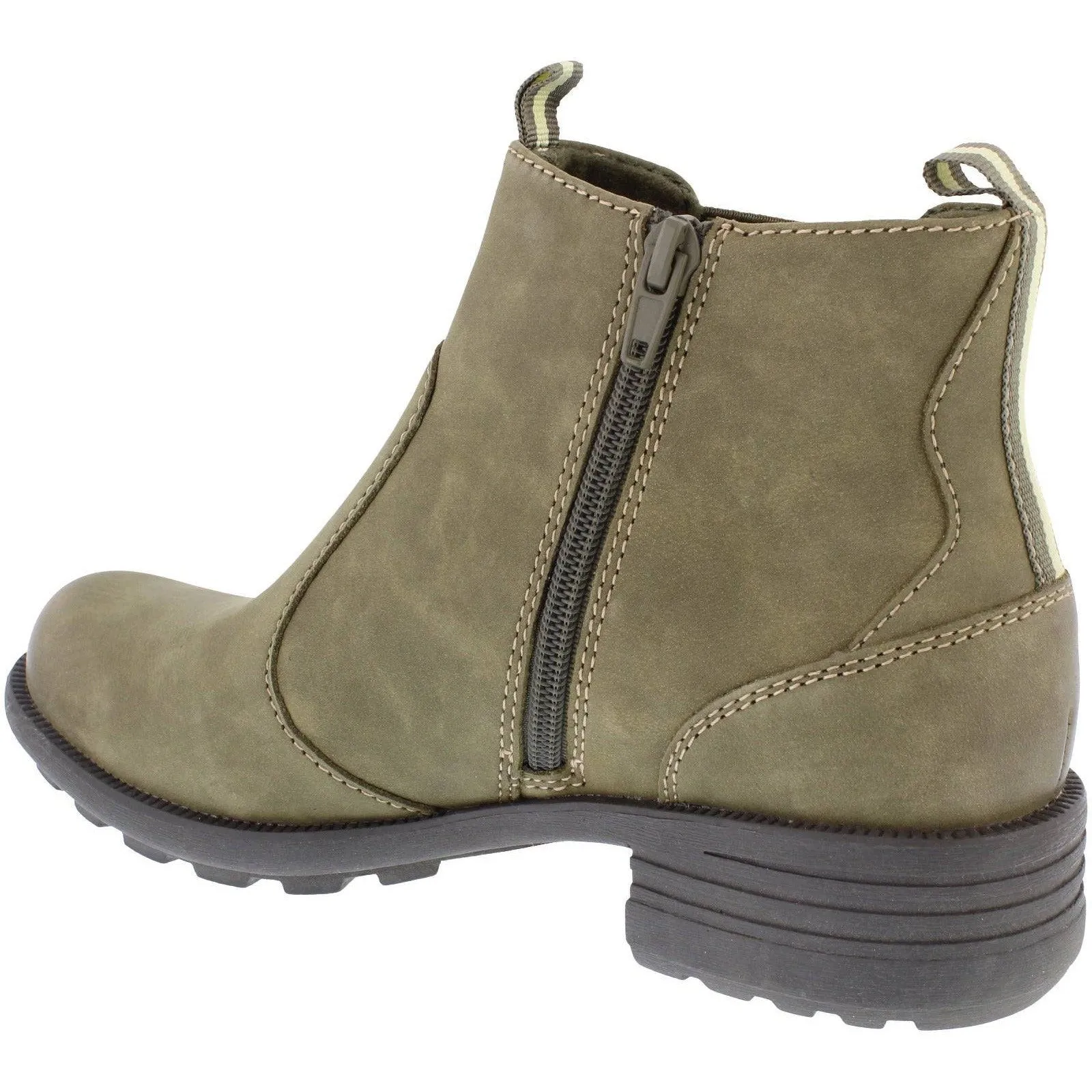 Free Spirit 40812 Ascot Ladies Olive Leather Arch Support Side Zip Ankle Boots