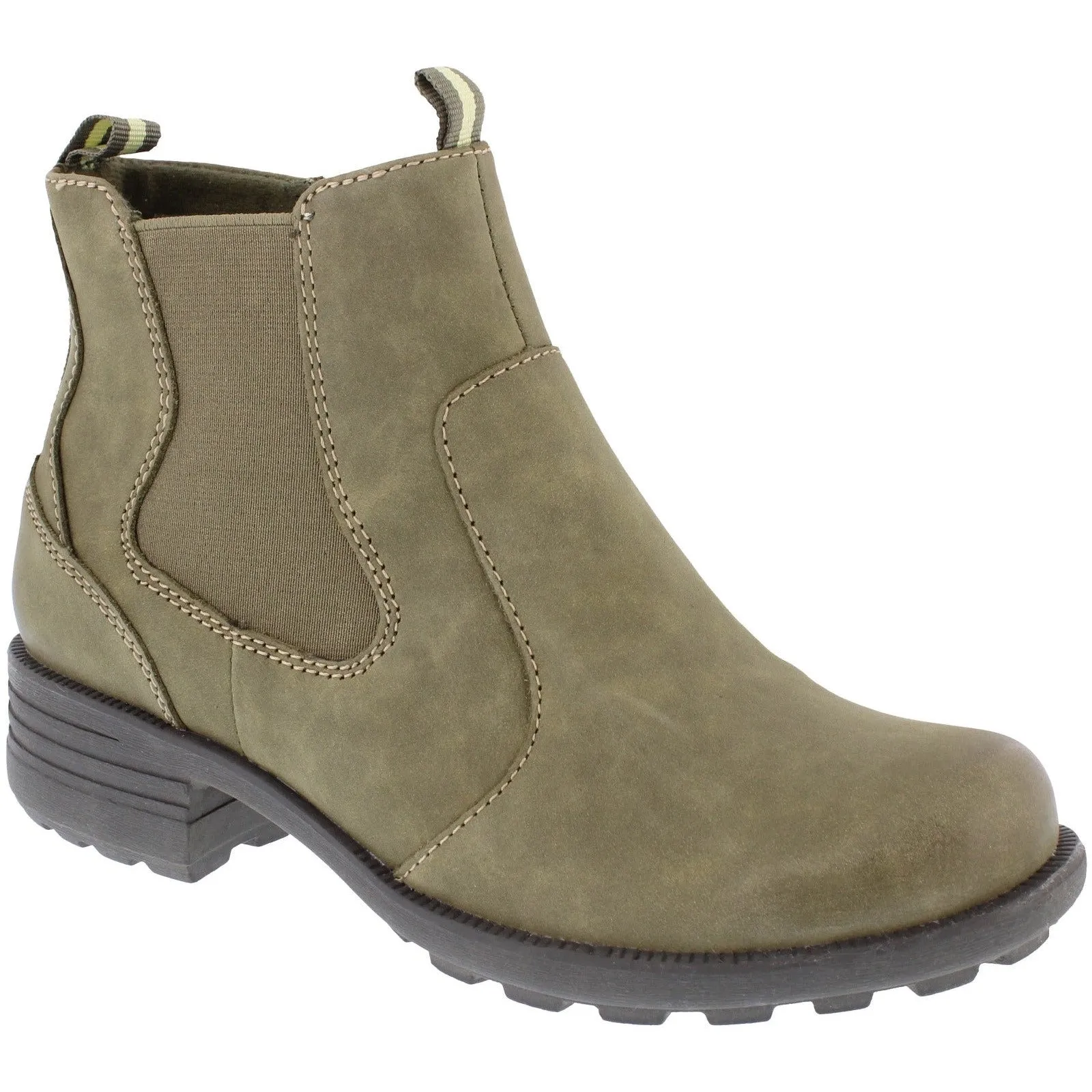 Free Spirit 40812 Ascot Ladies Olive Leather Arch Support Side Zip Ankle Boots