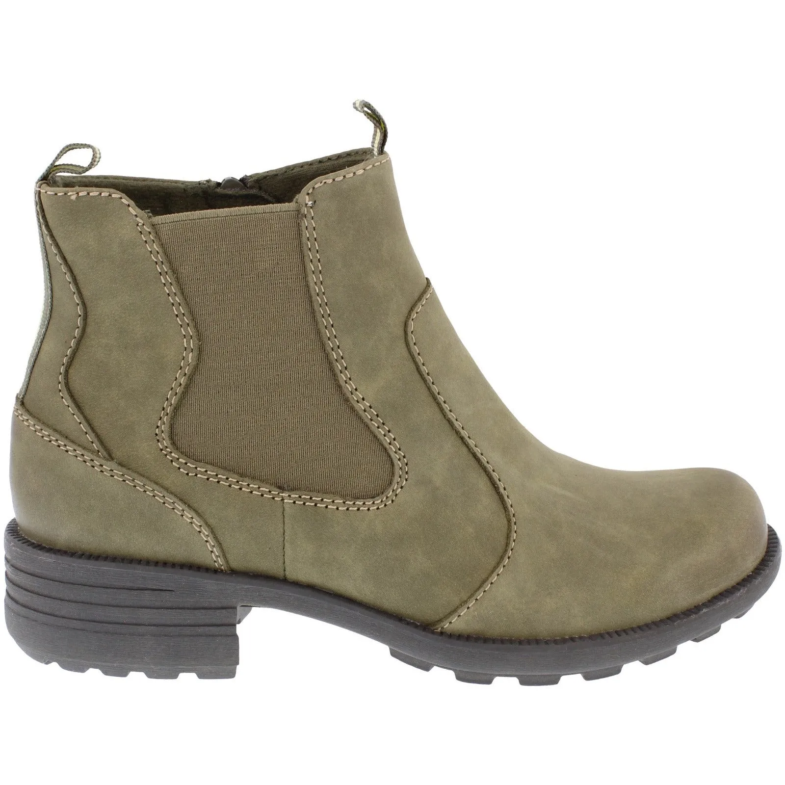 Free Spirit 40812 Ascot Ladies Olive Leather Arch Support Side Zip Ankle Boots