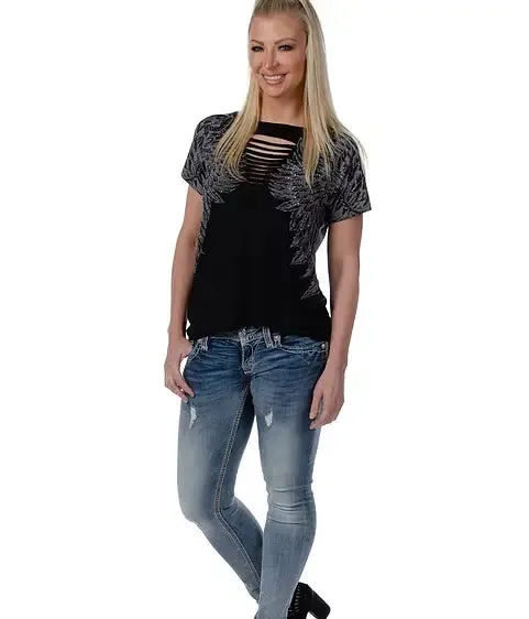 Liberty Wear Women's Cut Out Wings Top